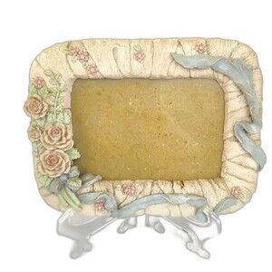 Rose and Ribbon Picture Frame Resin with Plastic Cover